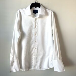 David Donahue Trim Fit French Cuff Dress Shirt White 32/33 16.5 Neck